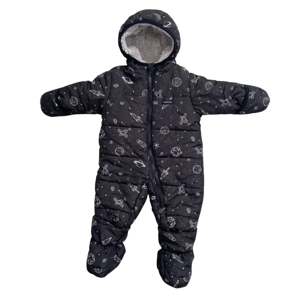 OshKosh B'Gosh Snowsuit Baby Boys 6-9M Insulated Fleece‎ Black